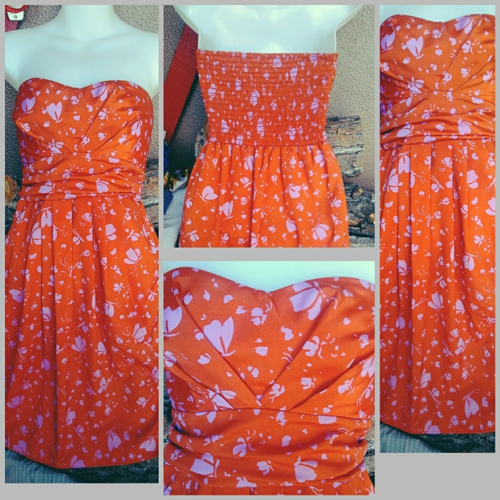 Orange and lavender strapless